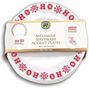 Michel Design Works Christmas Ho Ho Ho Melamine Salad Side Plates Set of 4